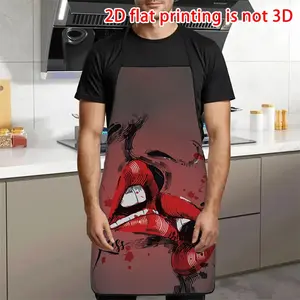 Durable Cooking Apron with Dark Lip Print, Vintage Style Backing, Perfect Gift for Bakers, Cake Decorators, BBQ Enthusiasts, Gardeners