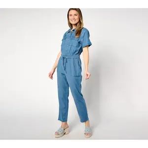 Joan Rivers Petite Tencel Short Sleeve Jumpsuit