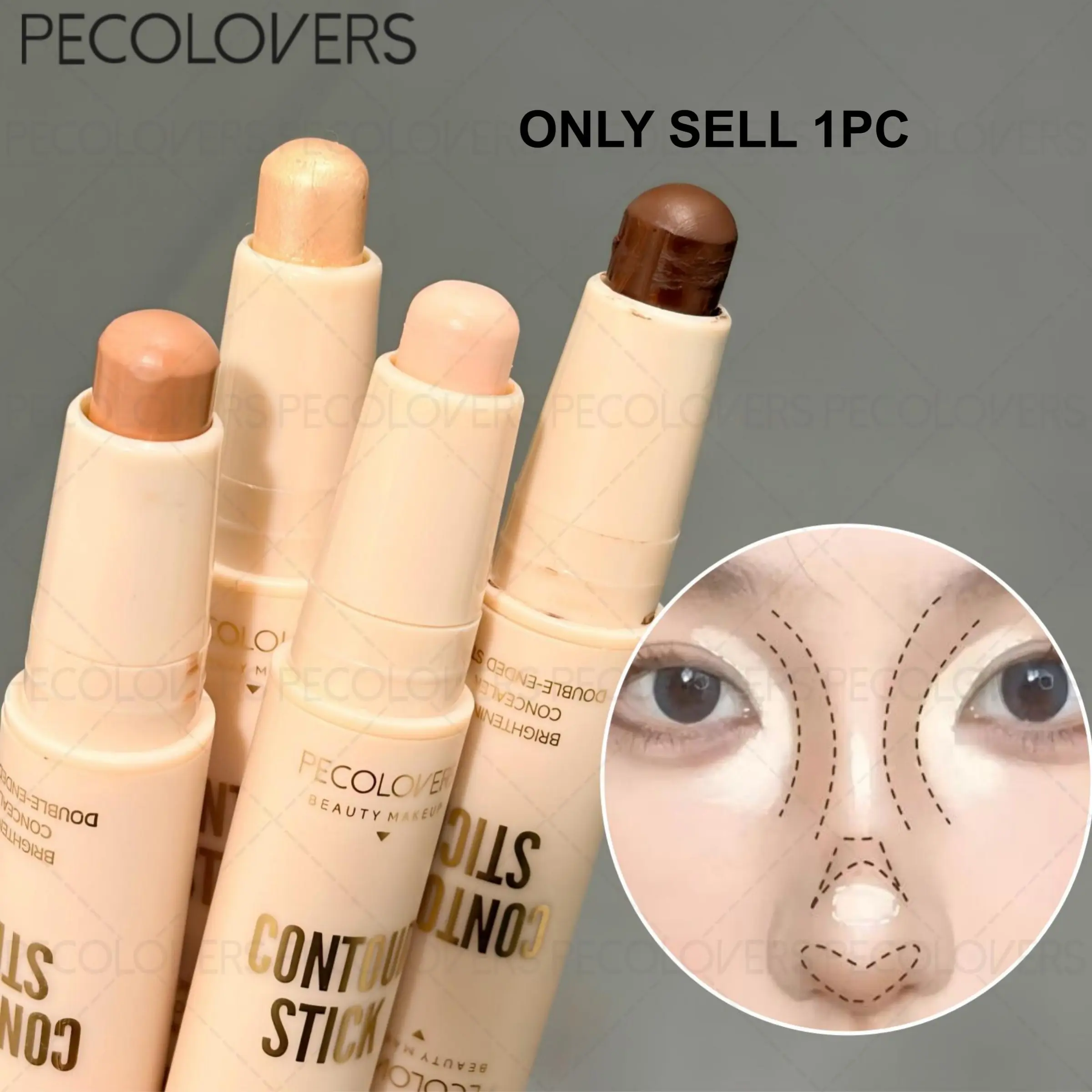 1pc Dual-Ended Concealer & Contour Stick, Concealing Contouring - Sweat-Resistant Longwear, Buildable Matte Finish & Coverage, Ideal for Destination Weddings & Formal Dinner Events - Portable Face Makeup Stick