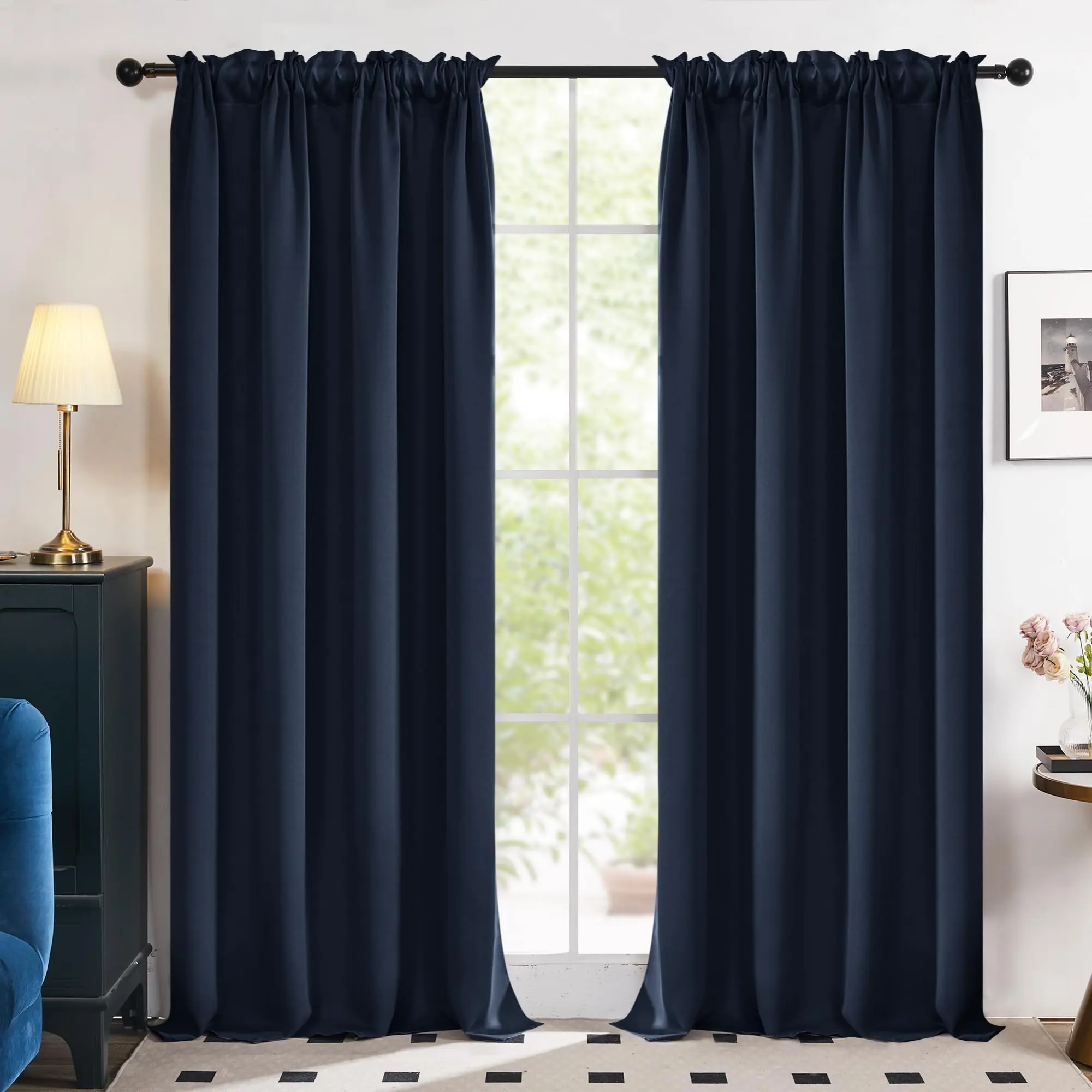 Deconovo Blackout Window Curtains 2-Pack Solid Rod Pocket Style for Living Room & Bedroom Superior Light Blocking Energy-Saving Thermal Insulation Noise Reduction UV Protection Easy Install Machine Washable