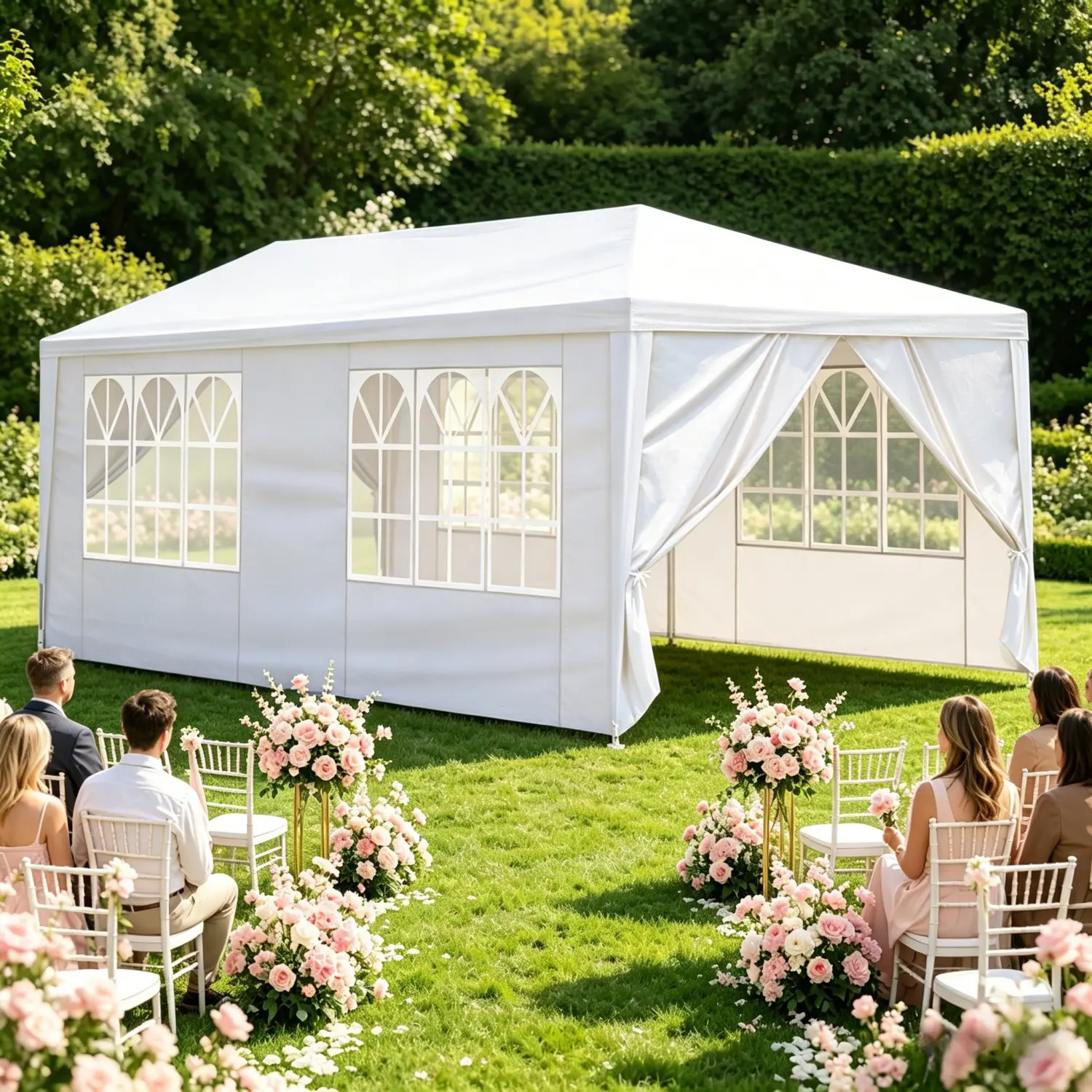 Outdoor Shade Canopy Wedding Party Tent, 10'x20'/30' Waterproof Shade Gazebo with Removable Sidewalls for Birthday Events, Outdoor Furniture Patio Canopy Deal