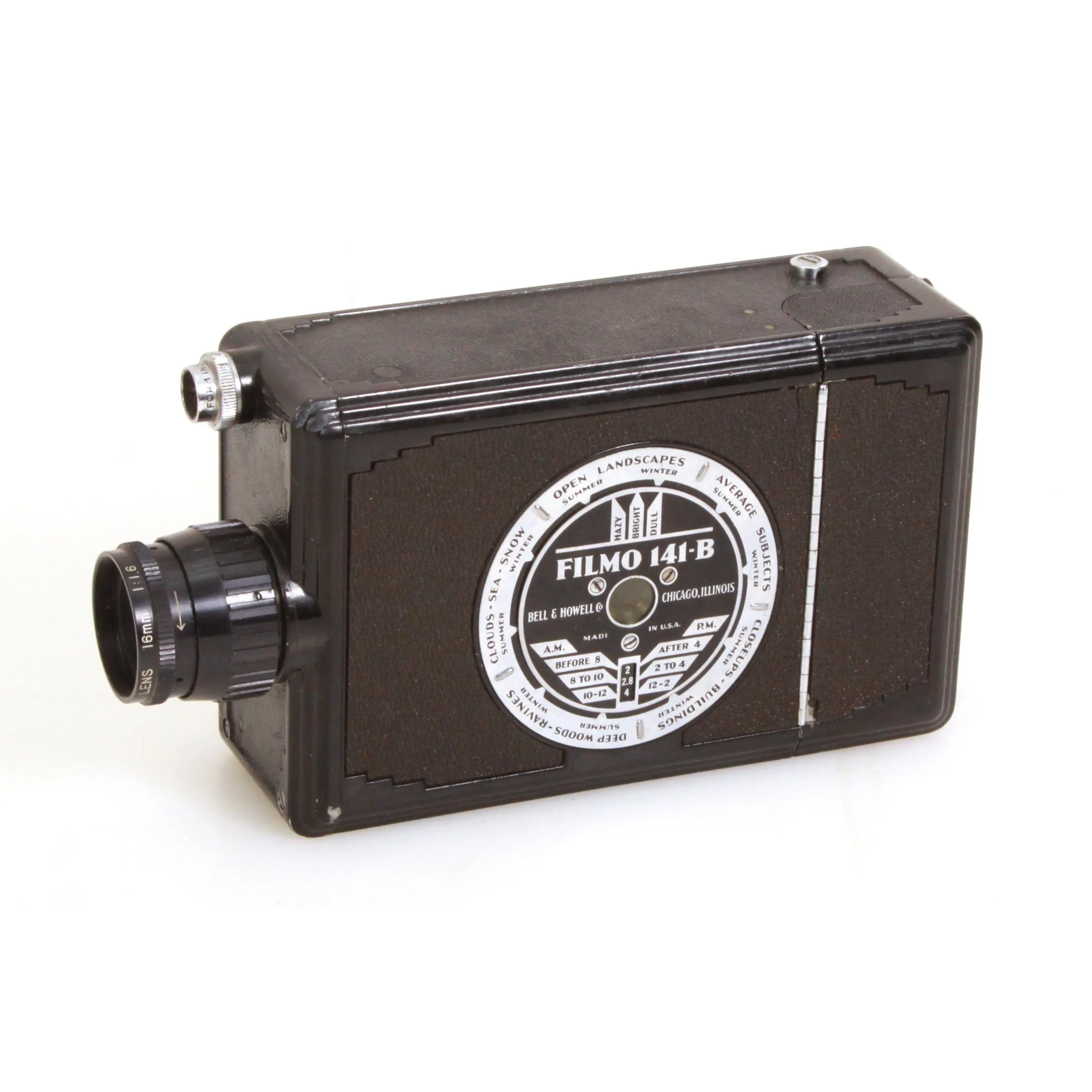 Art Deco Vintage Bell & Howell Filmo 141-B 16mm Movie Camera W/ 16mm 1.6 Lens