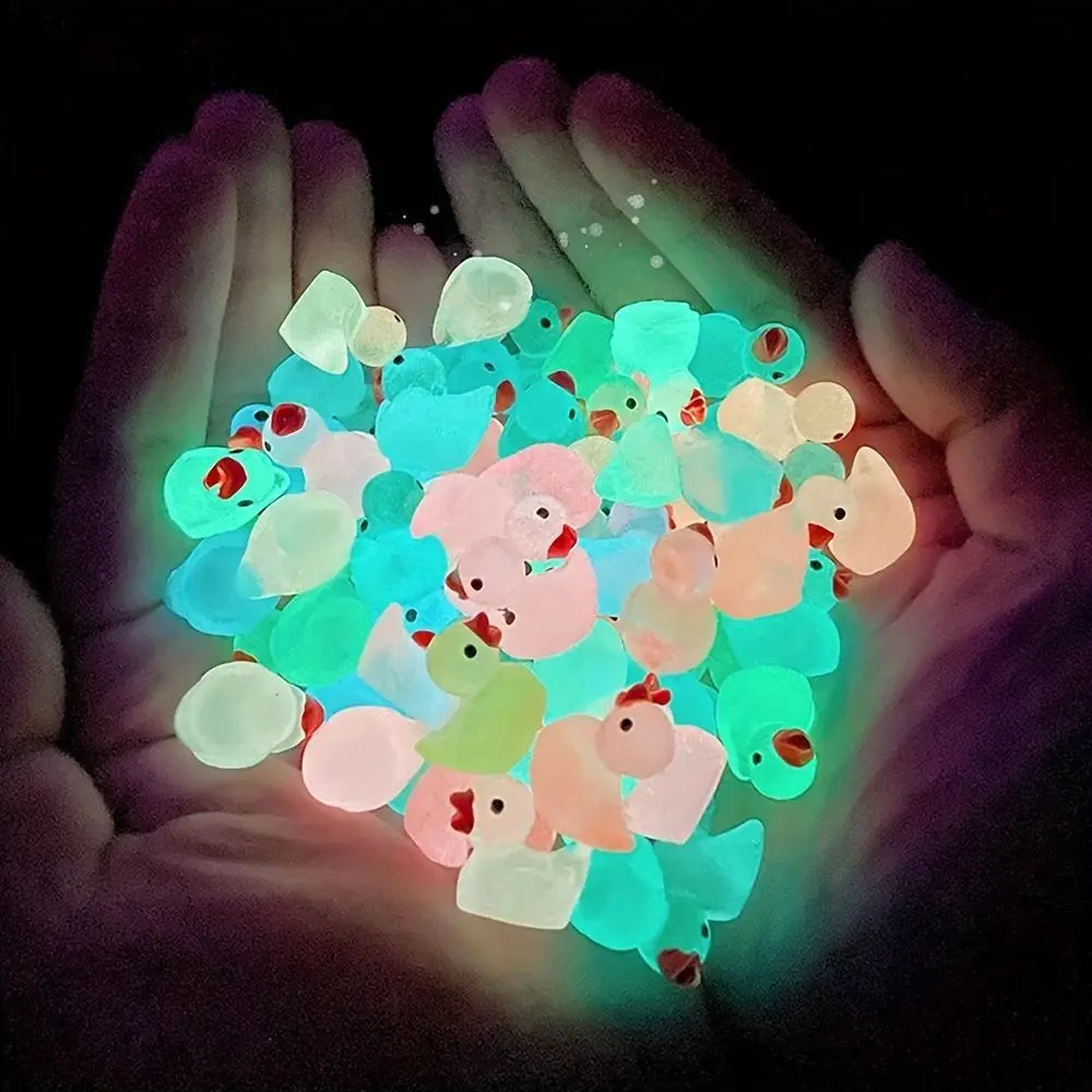 Luminous Fun Duck Design Beads, 10/50/100pcs Multiple Quantity Options, Waterproof Material, Durable and Shatterproof Glow in The Dark Beads, DIY Craft Embellishments Supplies for Home Party Decoration, Nighttime Decoration, Playful Beads