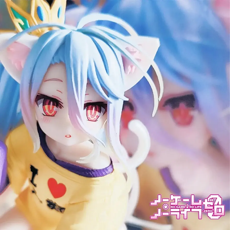 "No Game No Life Zero" Shiro (Cat-Ear T-Shirt Version) Cute Desktop Figure — 10cm Model Display Piece