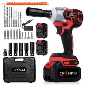 BRPOM Cordless impact wrench 1/2-inch High Torque  High Torque Electric  Gun Electric  Driver Compact  Rapid Charger & Tool Kit 2 Batteries Household, Automotive & Men's Gifts electricians tools