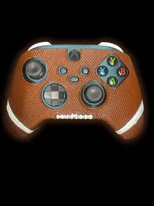 Football-Themed Xbox Controller Cover Snap-On Shell for Xbox Series X|S with Brown Leather Texture and White Stripes Plastic Material