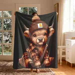 Cute Cow Theme Flannel Cozy Blanket, Large Size, Soft Lightweight Warm, Perfect for Bed Sofa Office Camping Travel, Christmas Winter Gift