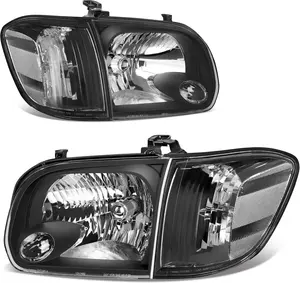 YITAMOTOR Headlight Assembly Compatible with 2005-2006 Tundra Limited/ SR5 (Double Cab only) 2005 2006 2007 Toyota Sequoia Black Housing Clear Lens Clear Reflector (Not suitable for Regular/Assess Cab)