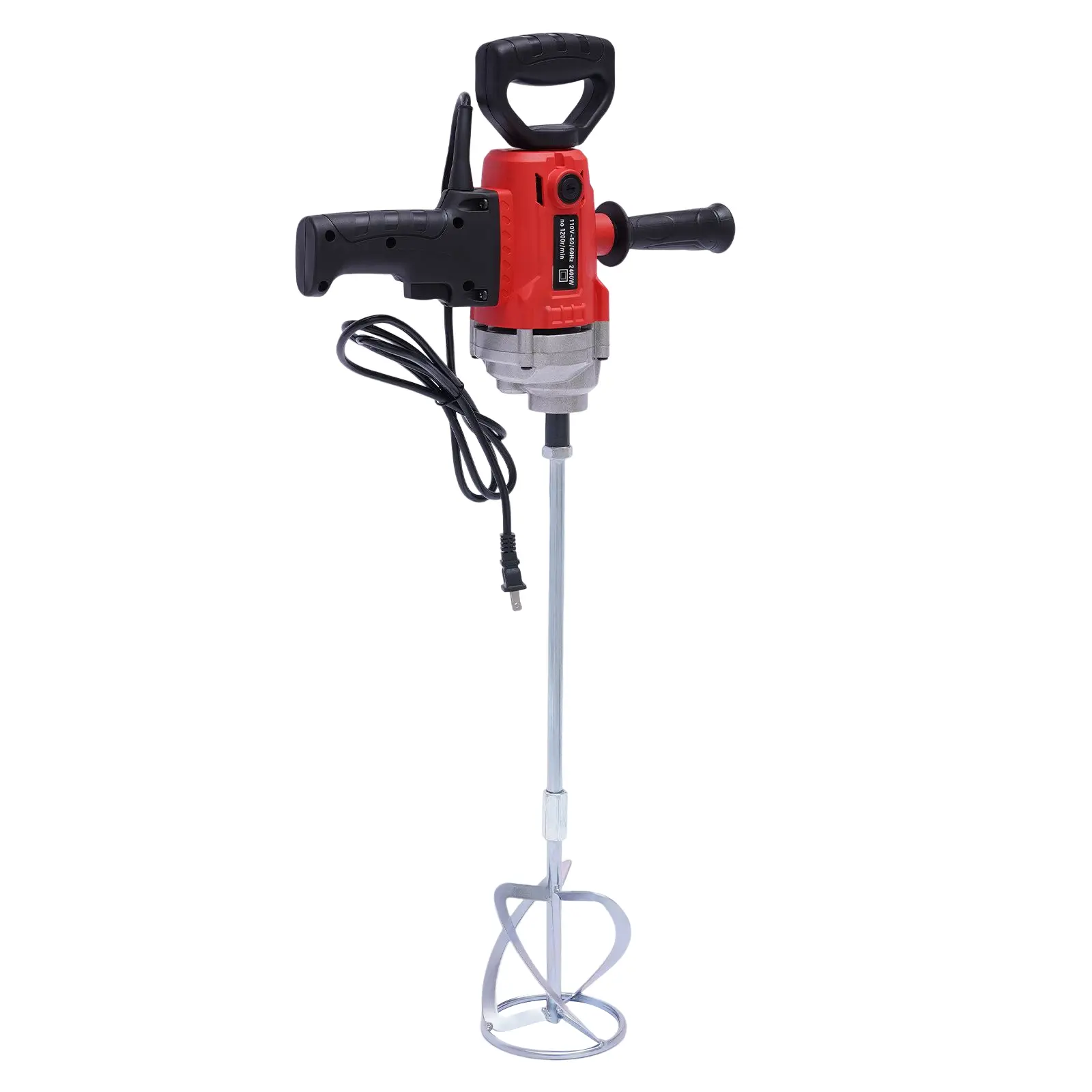 2400W Electric Drill Mixer 6 Speed Adjustable 1200 RPM with 2 Paddles for Paint Cement Mortar Mixing