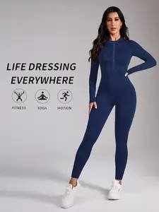 New High Waist Yoga Sporty Jumpsuit, Tight-Fitting Seamless Slimming Design, Professional Dance Training Sports Wear, 1 Piece Pack