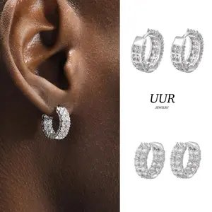 UURiel Unisex Artificial Zircon Earrings - Golden Fashionable Hoop Earrings, Classic Retro Jewelry Accessory for Banquets, Exquisite Festival Gift