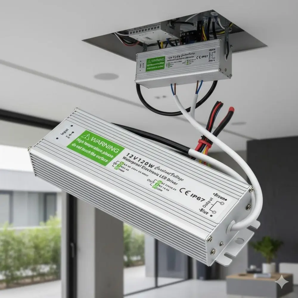 100W Constant Voltage IP68 Waterproof LED Driver 96-265V AC to 12V DC Output for Outdoor Lights, Landscape Garden Strip, Camera Power Supply with Overload Protection, High Temp Dustproof Shockproof