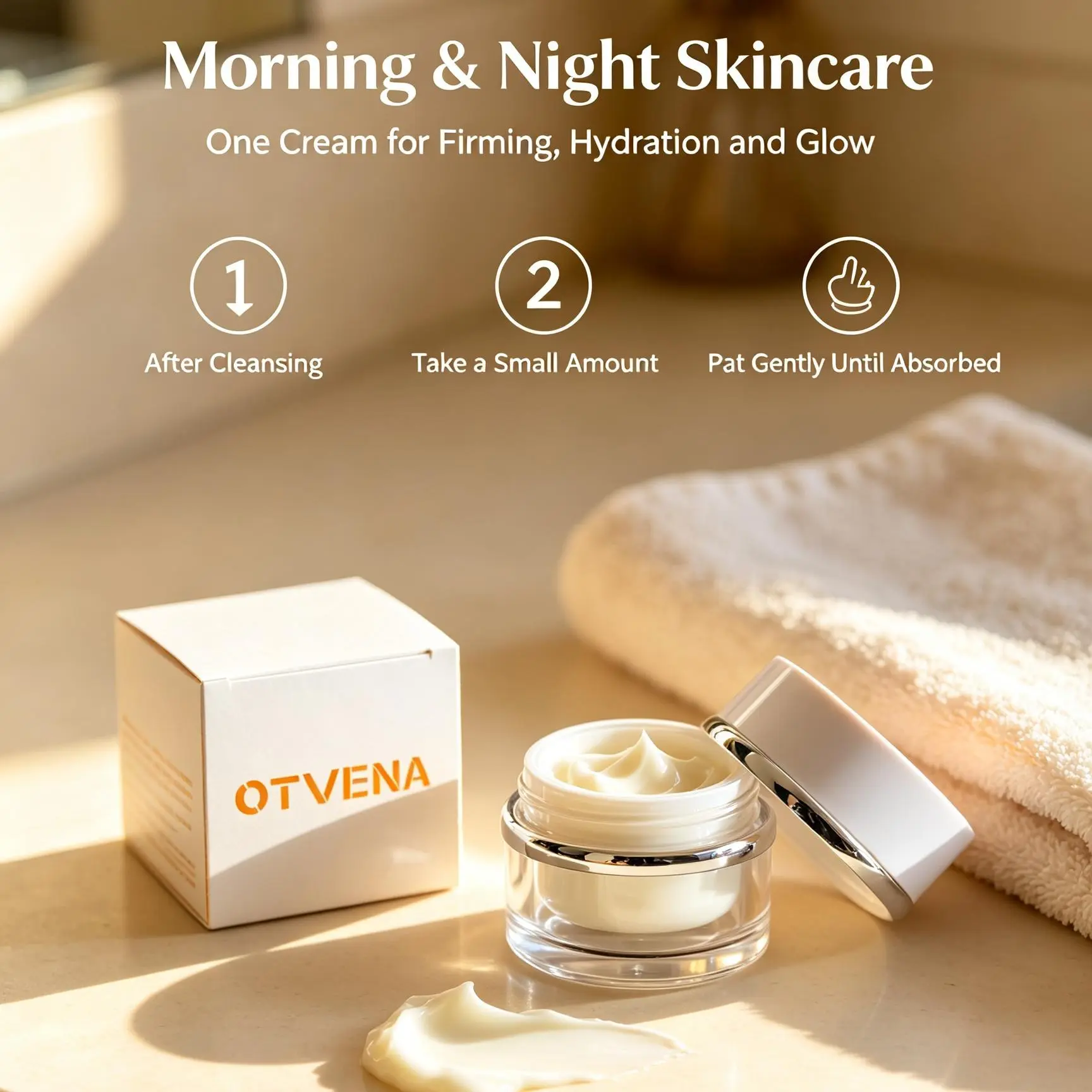OTVENA Barrier Repair Face Cream 50g, Hydrating Firming Moisturizer with Ceramide & Hyaluronic Acid, Lightweight Daily Facial Cream for Dry Dull Skin, Day & Night Skincare