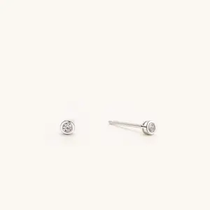 Lavishe Bezel Stud Earrings - Yellow Gold & Rhodium Plated Sterling Silver, Minimalist Style, Contemporary Versatile Everyday Essentials