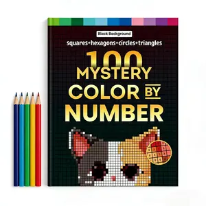 A4 Mosaic Coloring Book, 100 Pages, 4 Grid Pixel Art, Adult & Teen Relaxing Therapy, Fun Coloring Album, Gift for Kids, Family, Friends, Stress Relief Coloring Book
