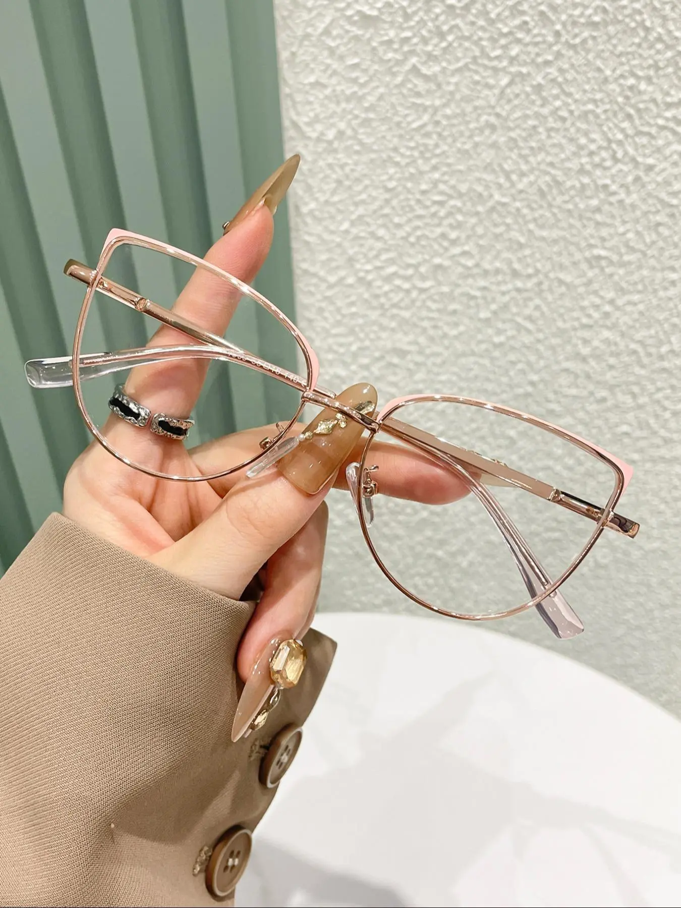 Fashion Colorblock Cat Eye Metal Frame Eyeglasses, Trendy Casual Eyeglasses for Women & Men, Fashion Eyeglasses for Work, Daily Clothing Decor, for Student Daily Use, Fashionable Frames Glasses, Fashion Eyewear