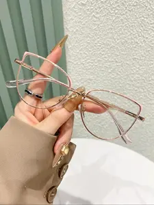 Fashion Colorblock Cat Eye Metal Frame Eyeglasses, Trendy Casual Eyeglasses for Women & Men, Fashion Eyeglasses for Work, Daily Clothing Decor, for Student Daily Use, Fashionable Frames Glasses, Fashion Eyewear