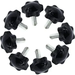 M8 x 25mm Thread Clamping Knob,Hex Star Knurled Thumb Screw Knobs,Tightening Screws Nuts Knob,6 Star Hand Knob Pack of 6