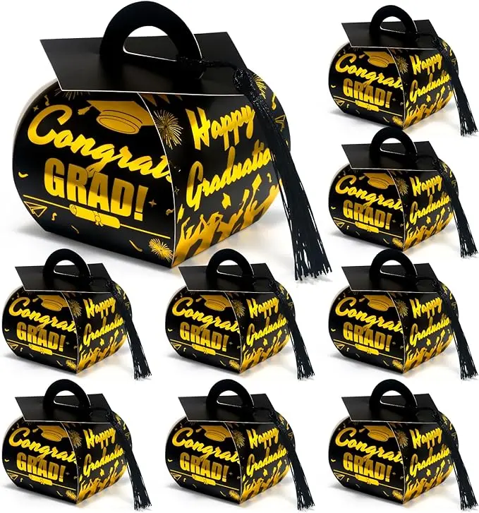 36 Pcs Graduation Cap Gift Boxes, 2025 Graduation Candy Boxes with Tassel, Graduation Centerpieces for Tables Graduation Party Decorations, Small Treat Boxes for Party Favors Supplies