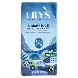 Lily's Sweets Dark Chocolate Bar, Crispy Rice, 55% Cocoa, 3 oz (85 g) Lily's Sweets Dark Chocolate Bar, Crispy Rice, 55% Cocoa, 3 oz (85 g)
