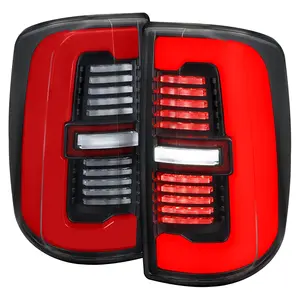 2019-2024 RAM 2500/3500 Red LED Bar Sequential Signal Tail Lights (Black Housing / Clear Lens)