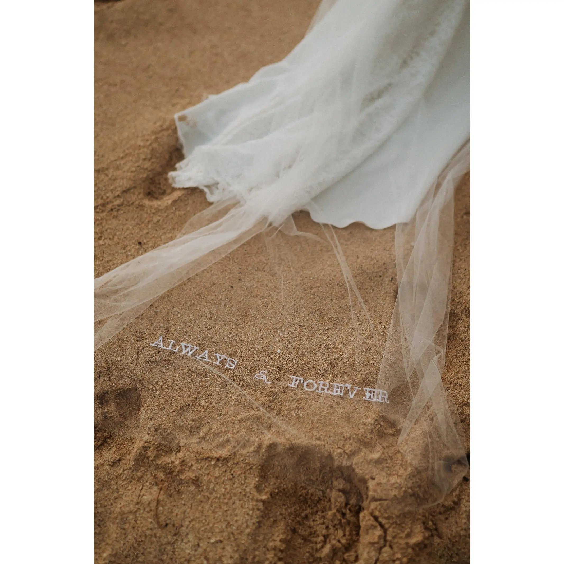 Custom Embroidered Phrase Cathedral Length Veil, Bespoke Lettering on Long Veil