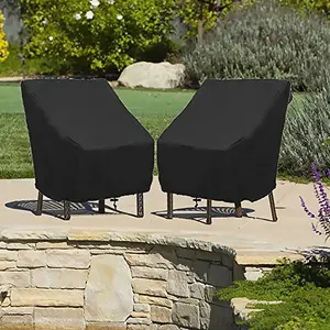 Stacking Outdoor Chair Cover Waterproof, Outdoor Patio Furniture Covers Stacked Chairs, Lounge Chair Covers Outdoor Stack Chairs for All Weather Protection, Black