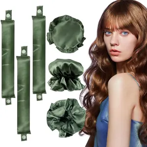 6 Pcs Heatless Hair Curling Set - Satin Overnight Curling Headbands for Beautiful Curls Without Heat Damage