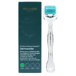 Gin Amber Beauty Dermaroller (0.25mm) - 192 Real Individual Needles, Microneedling Device, Serum Absorption, For Sensitive Skin, Safe and Painless