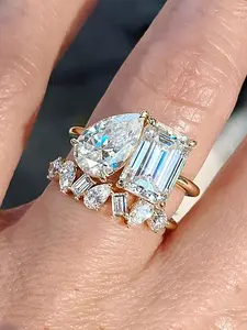 Fashionable Elegant Artificial Zircon Decorated Ring, Luxury Engagement Elegant Glittering Ring for Women, Trendy All-match & Exquisite Jewelry for Birthday Gift, Artificial Gemstone Ring, Engagement Rings