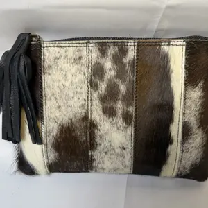Genuine Cowhide Zipper Wallet Pouch