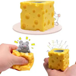 Squeeze Mouse Squishy Toy Cheese Stress Ball Squishy Rat Cheese Fidgets Squishy Mice Toy Stress Novelty Toy for People Best GIft