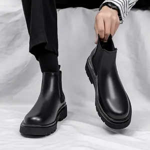 FashionableMen'sChelseaBootsThickHeelsPreventSlipping.ForWearingInSpringAndAutumn