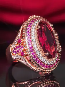1 PC Charm Cubic Zirconia Ring Oval Halo Ring For Women Engagement Rings For Wedding Valentine's Day Gift Jewelry