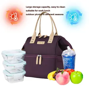 New Double-layer Insulated Outdoor Picnic Bag for Men and Women Portable Waterproof Bento Bag Large Capacity Thermal Insulation Leakproof Reusable Multi-Purpose Food Storage