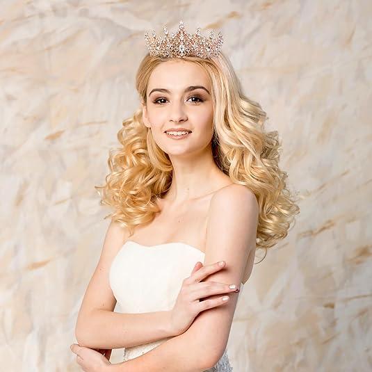 Gold Crown for Women Crystal Princess Tiaras Rhinestone Queen Headband Wedding Bridal Hair Accessories Birthday Prom Pageant Party Coming of Age Ceremony Photo Props