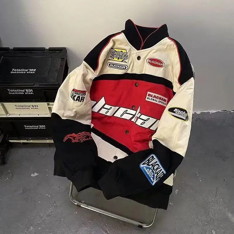 Vintage Racing Jacket – Unisex Streetwear Motorcycle Bomber Coat, INS Trendy Baseball Jacket for Fall & Winter Halloween costume
