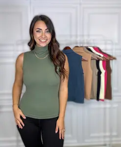 Mock Neck Sleeveless Tank - Multiple Colors