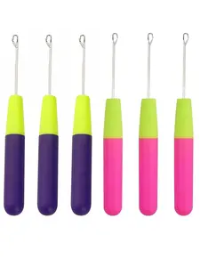 6PCS Crochet Hook Needle for Braids – Colorful Grip Style, Latch Hook Tool for Crochet Braids, Faux Locs & Hair Extensions, Ergonomic Handle, DIY Hair Braiding for Black Women, Salon/Home Use, Crochet Hook Set