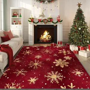 Velvet Soft Comfortable Home Rug, Decorative Area Rug, Christmas Elements Holiday Decoration Print Pattern, Suitable for Hallway Living Room Bedroom Door Mat