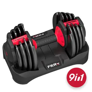 FitRx SmartBell, 25lbs. Quick-Select 9 in 1 Adjustable Dumbbell for Home Gym, 5-25lbs. Weight in 2.5lbs Increments