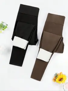 Women's Winter Fleece Lined Leggings, Athleisure Bottoms, High Waist Warm Long Pants for Fitness Yoga Outdoor Hiking, Casual Daily Wear, Pack of 2