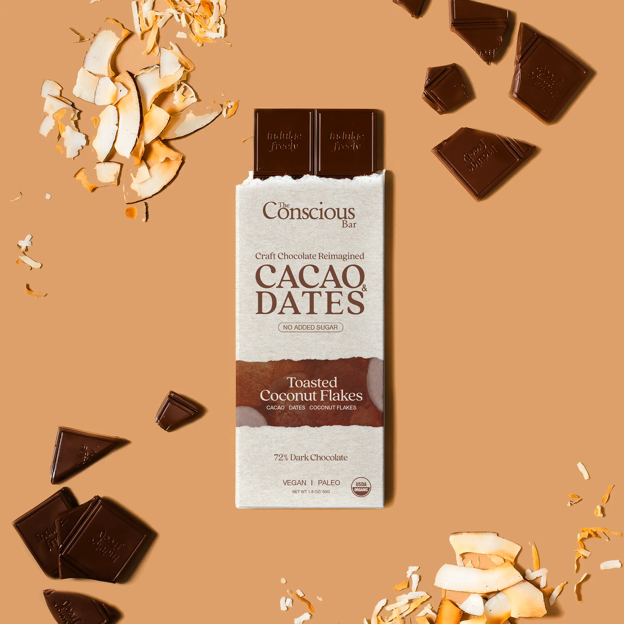Date Sweetened Dark Chocolate - Toasted Coconut Flakes