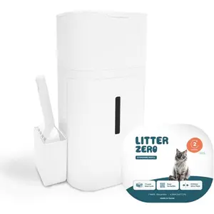 Litter Zero Premium Cat Litter Disposal System, White, Smart Waste Management Bin with Standard Refill, 7-Layer Odor Lock Technology, Made in Korea (1)