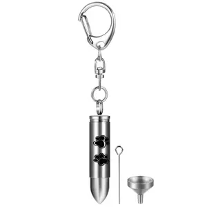 OIDEA Paw Print Pet Memorial Keychain for Men and Women, Stainless Steel Openable Keepsake Locket Key Ring, Dog Cat Remembrance Gift