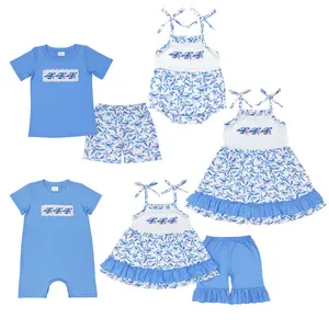 Kids' Unisex 2-Piece Casual Set - Cute Blue Short-Sleeve Summer Outfits, Stylish 4-5 Years Fashion Suits for Boys