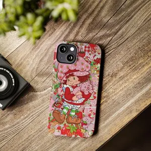 Strawberry Shortcake Custard Phone Cases, 80s Nostalgia Cartoon Phone Cases, Case For iPhone 16, iP15, iP14, iP13, iP12, iP11