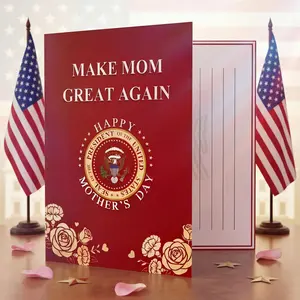 Funny Talking Mother’s Day Card with Sound – Musical Pop Up Greeting Card Gift for Mom, Wife, Grandma – Trump Inspired Humor Card 5x7 with Red Envelope