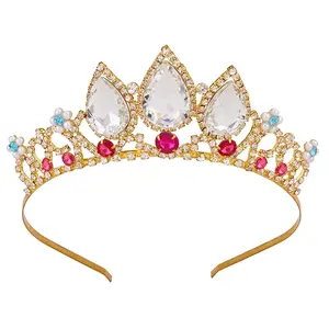 Princess Peach Crown, Rapunzel Costume for Women Girls Tiara Tangled  Anna    Flower Hair Accessories for Adult Birthday Wedding Pageant Prom Homecoming Halloween Party