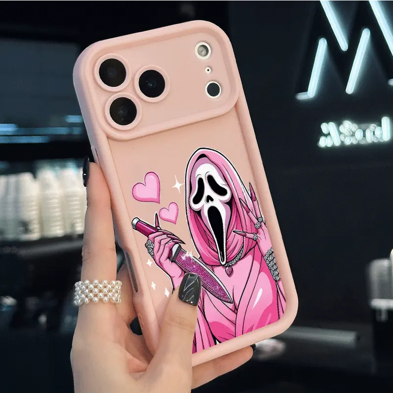 Soft Case for iPhone 17 Air 16e 16 15 14 Pro Max 13 12 11 XR XS Plus Pink Scream Love TPU Silicone Camera Protective Rugged Cellphone Cover Smartphone Protection